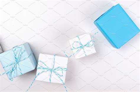 Blue and white gift boxes with ribbo featuring gift, box, and blue ...