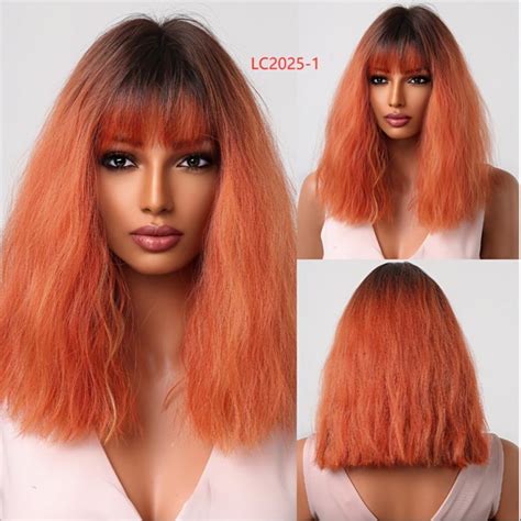 Short Wavy Wig With Bangs Synthetic Shoulder Length Bob Wig – CRAZE