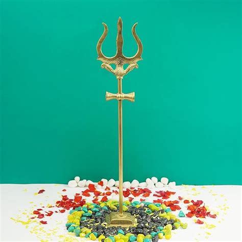 Buy PujaNPujari Trishul for Pooja with Damru and Brass Stand for Mandir ...