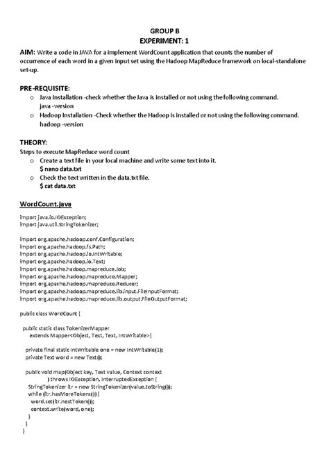 Dsbda Grp B Print - practicals - GROUP B EXPERIMENT: 1 AIM: Write a ...