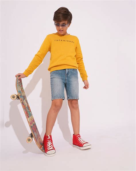 Blue Mid Rise Denim Shorts