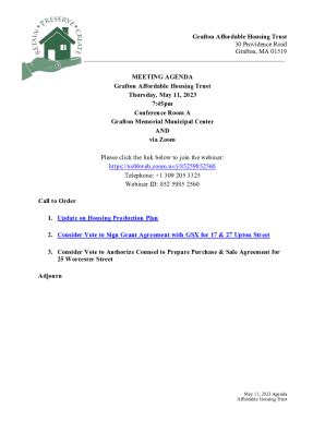 Fillable Online Grafton Affordable Housing Trust 30 Providence Road ...
