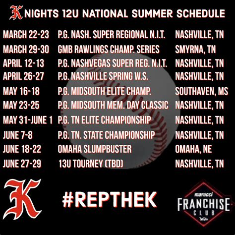 12u National 2025 Schedule - Knights