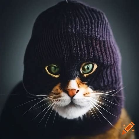 Cat wearing a ski mask on Craiyon