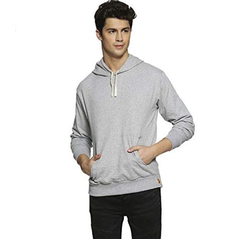 Buy Campus Sutra Men Cotton Full Sleeve Solid Grey Hooded Regular Fit ...