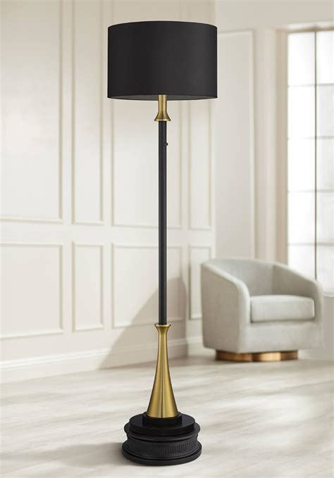 Possini Euro Design Possini Euro Burbank Black Shade Tall Floor Lamp ...