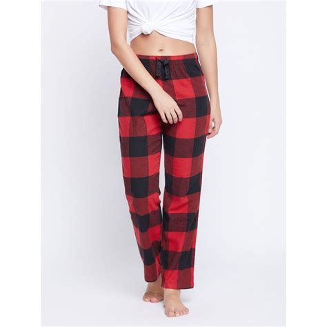 Buy Clovia Checkered Print Pyjama - Red Online