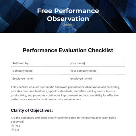 Performance Checklist Template 的图像结果