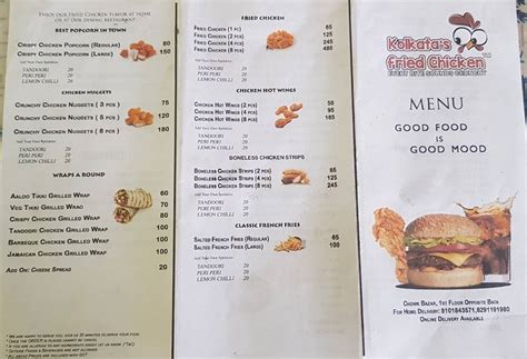Menu at Kolkata Fried Chicken, Darjeeling
