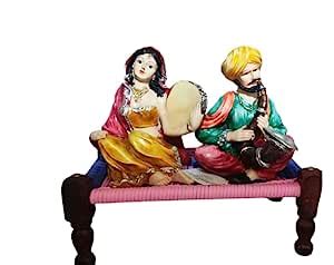 Buy Traditional Rajasthani Cultural Love Couple Musical Sculpture Home ...
