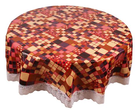 Stylista 6 Seater Round Table Cover Checks & Polka dot Pattern Print 72 ...