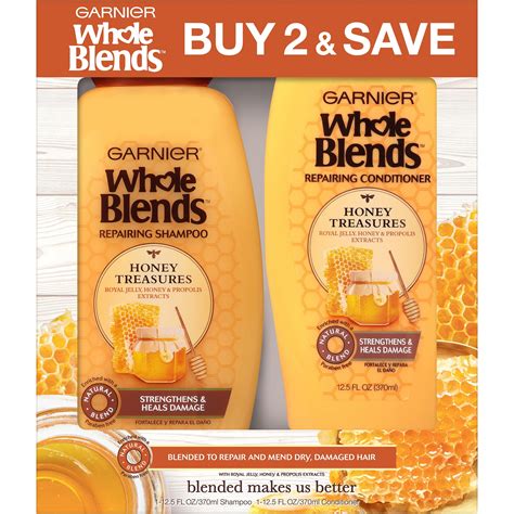 Garnier Whole Blends Repairing Shampoo and Conditioner Set with Honey ...
