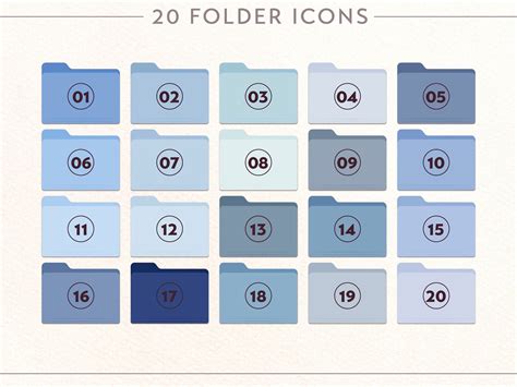 Buy 20 SOFT BLUE Desktop Folder Icons Mac & Windows, Customizable Icons ...