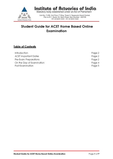 Student Guide for ACET Home Based Online Examinations - Student Guide ...