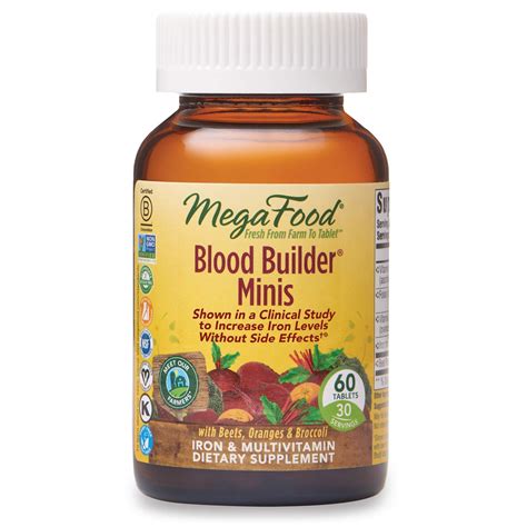 MegaFood, Blood Builder Minis, Daily Iron Supplement and Multivitamin ...
