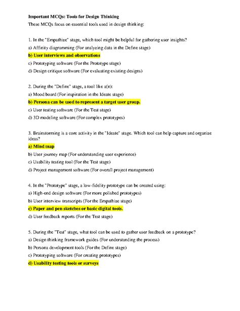 Tools for Design Thinking: MCQs for IDT Module-02 (02 Bidtk 158-258 ...