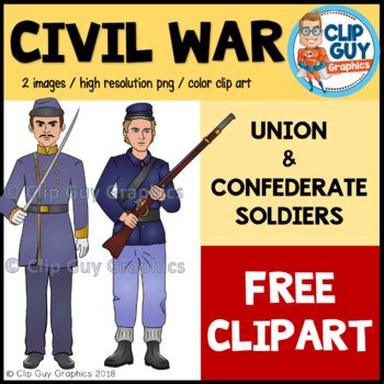 Civil War Union & Confederate Soldiers Clip Art FREEBIE {Clip Guy Graphics}