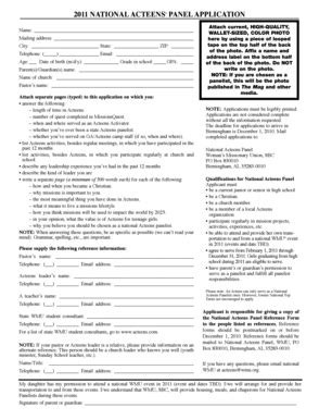 Fillable Online 2011 NATIONAL ACTEENS PANEL APPLICATION Fax Email Print ...