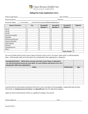 Fillable Online Sliding Fee Scale Application Form - Chase Brexton ...