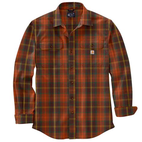Carhartt Men's Flannel Plaid Long Sleeve Work Shirt - Burnt Sienna - XL ...
