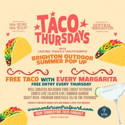 Central Park Taco Thursday - Cazcabel Tequila & Carlito Burrito ...