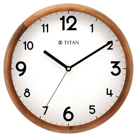 Buy Online Titan Wooden Wall Clock White Dial and Silent Sweep - 30 cm ...