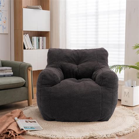 Bean Bag Chairs, Tufted Soft Stuffed Bean Bag Chair with Filler, Fluffy ...