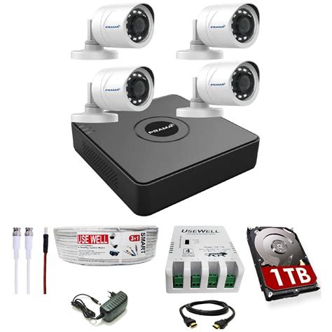 Prama 2MP Full HD CCTV kit with 4 Channel DVR + 4 Outdoor Cameras + 1 ...