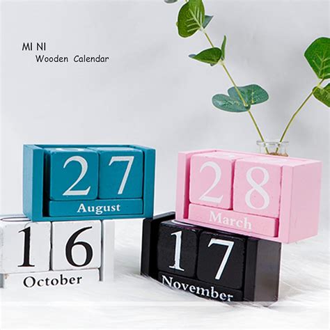 Buy Wooden Desk Blocks Calendar,Perpetual Calendar Blocks,Month Date ...