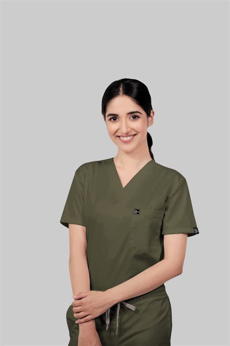 Stretchable (4Way) Female Olive Green V-Neck Scrub Top – The Scrub Life