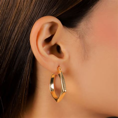 Gold Square Hoops Earrings