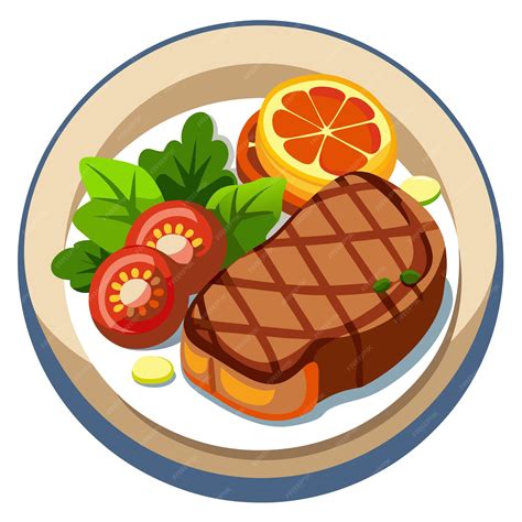 Steak Dinner Plate clip art and Vector Design With a White Background ...