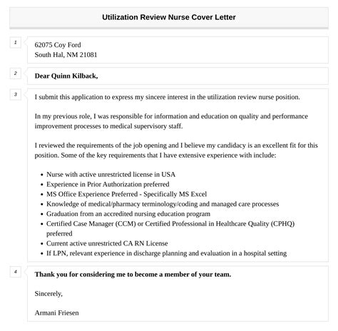 Utilization Review Nurse Cover Letter | Velvet Jobs