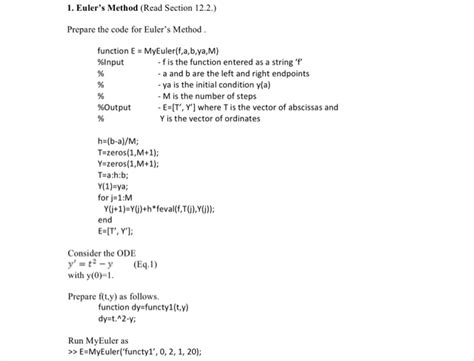 Image result for Euler's Method in MATLAB