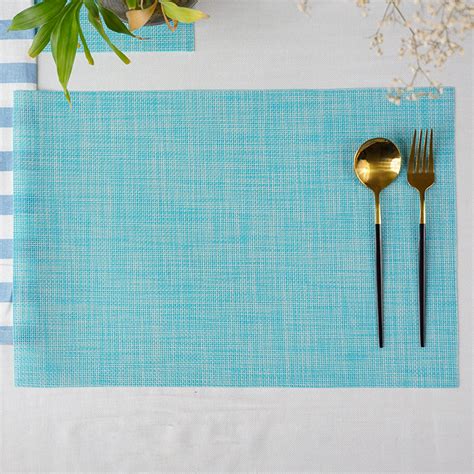 Teal Solid Textured Mat | Set of 2,4,6 – The Golden Theory