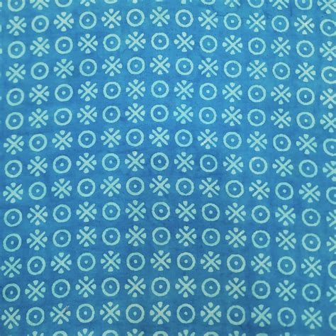 Precut 1.75 Meter Pure Cotton Dabu Light Blue With Circle And Tribal S ...