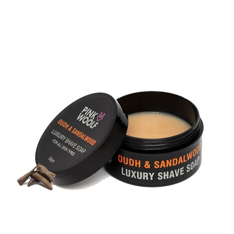 Pink Woolf Luxury Oudh & Sandalwood Shaving Soap Bar For Nourishing And ...