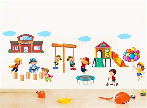 Decal O Decal Vinyl Kids Playing Activities Wall Tile Fridge Sticker ...