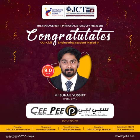 Placed Students | JCT Engineering