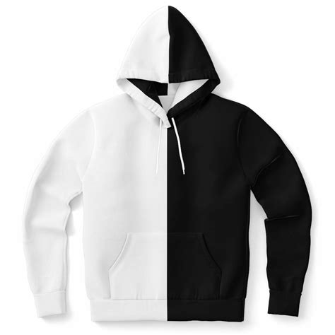 Half Black and Half White Hoodie, Two Tone Color Split Pullover Zip up ...