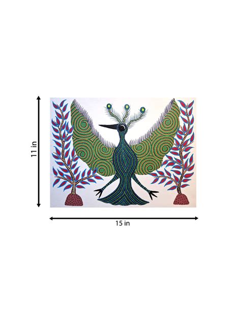Buy Handmade Peacock's Dance in Bhil Art | Handmade Bhil Art for Sale