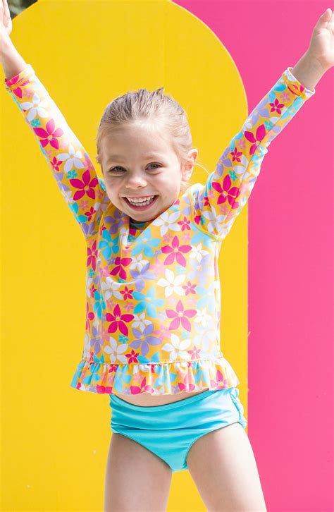 RuffleButts Endless Summer Two-Piece Rashguard Swimsuit & Headband Set ...