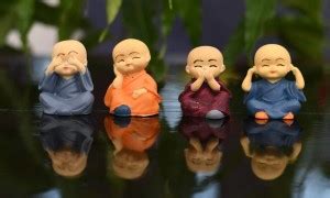 Monstoy Set of 4 Buddha Monk Figurines Showpiece -Laughing Baby Buddha ...