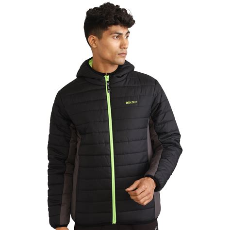 Mens Winter Bomber Jacket - Charcoal Black – Boldfit