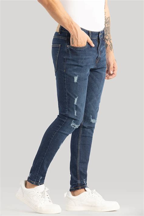 Buy Men's Ilaria Denim Blue Distressed Skinny Fit Jeans Online | Snitch ...