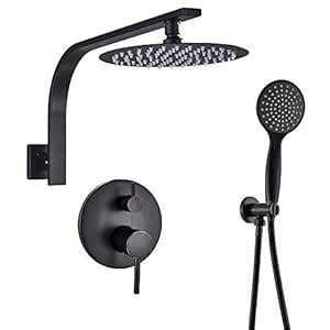 Rozin Black Color 2-Way Diverter Valve Shower Faucet 10-inch Ultrathin ...