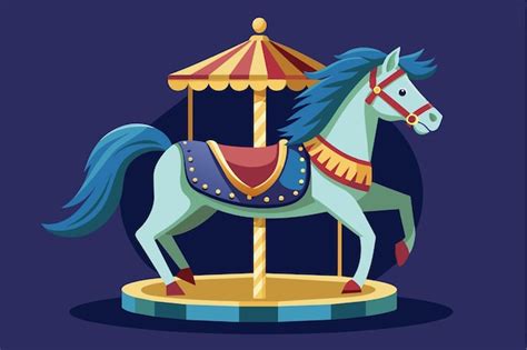 A playful carousel horse stands proudly featuring vibrant colors and ...