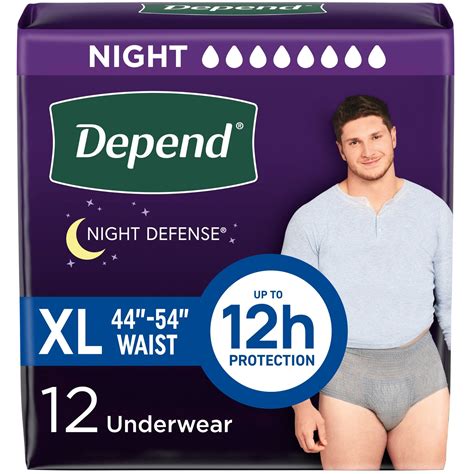 Depend Night Defense Incontinence Underwear for Men, Adult Diapers, L, 12 Count HSA/FSA Eligible ...