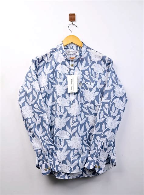 Grey Floral Short Kurta