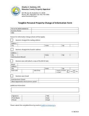 Fillable Online Tangible Personal Proeprty Change of Information Form ...